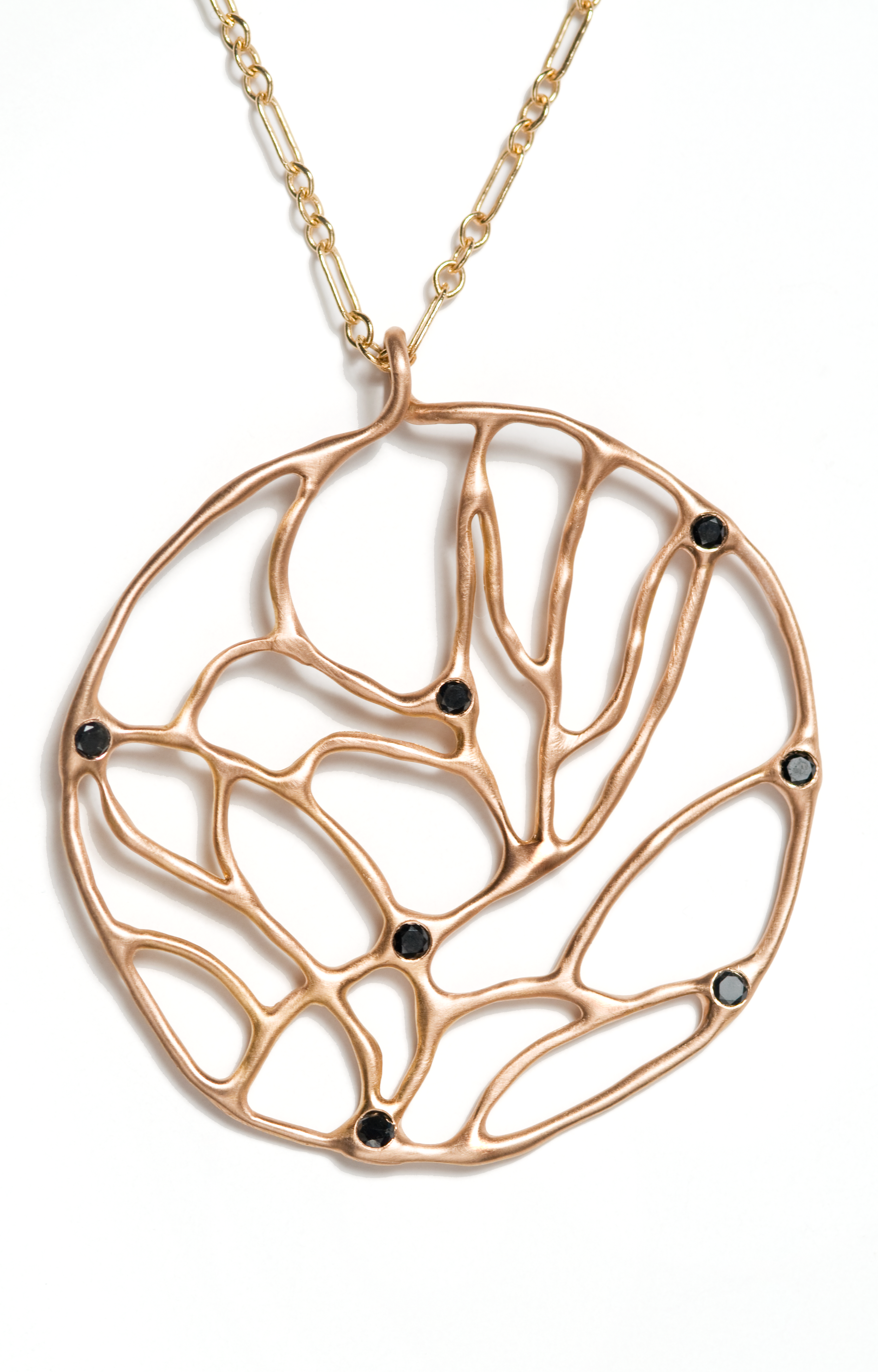  Joanna 
 Large organically patterned necklace with black diamonds, MAZGN27D