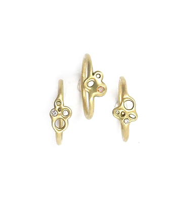  Bubble Stacks 
 Small stackable rings in 18k with brown and white diamonds, MAZGR13BD/14/15