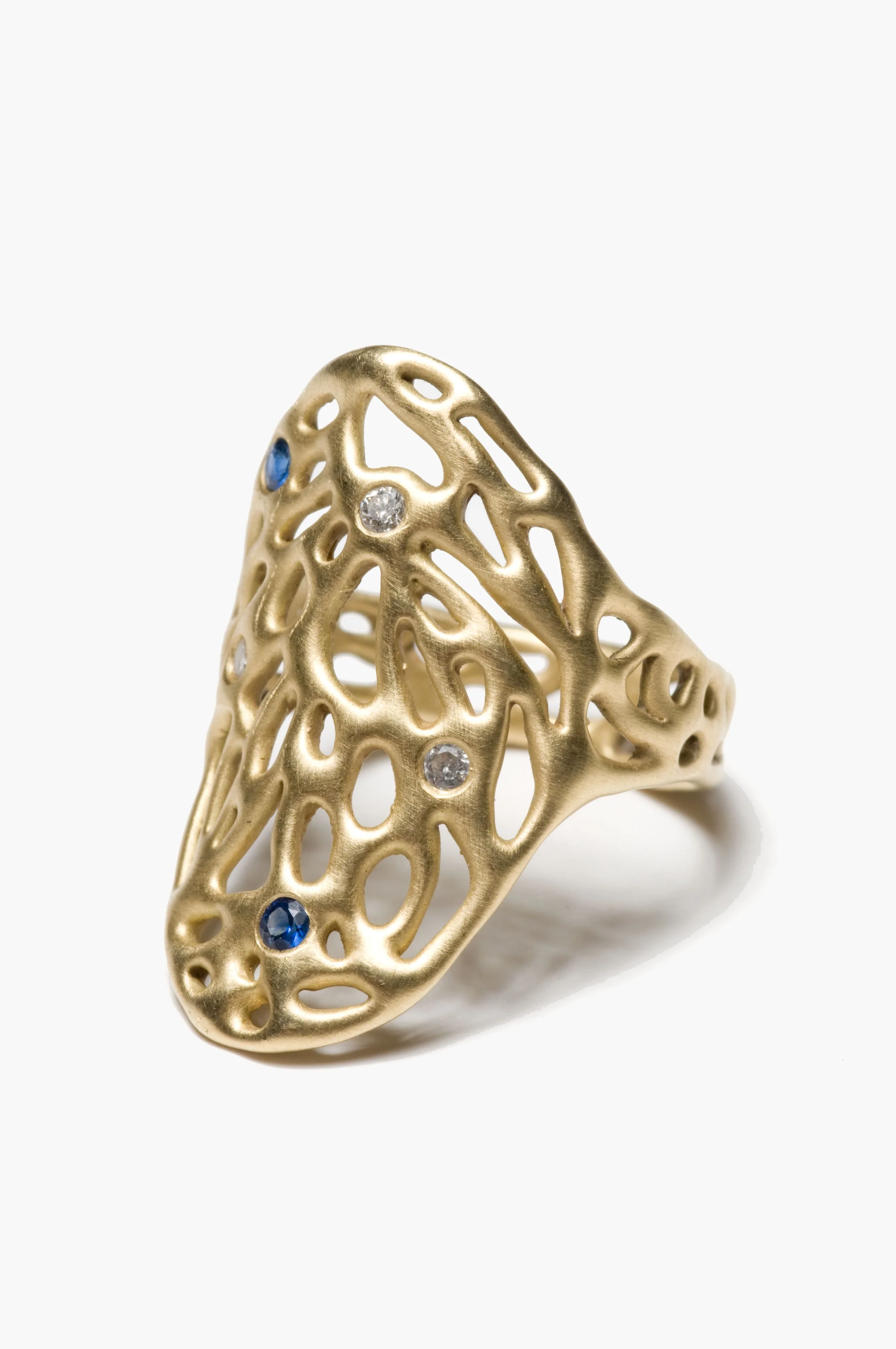  Acadia 
 Lacy ring with scattered diamonds and sapphires, MAZGR05S
