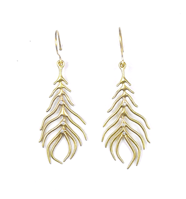  Flowing Feather 
 Delicate feather earring with scattered diamonds, MAZGE74