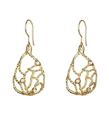  Aleya 
 Lacy flower petal earrings with diamonds, CE07D