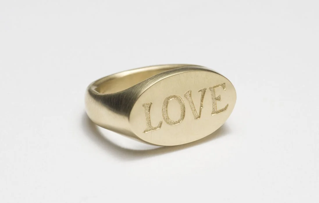  Love 
 Ring with hand engraved with the word love, ISR01