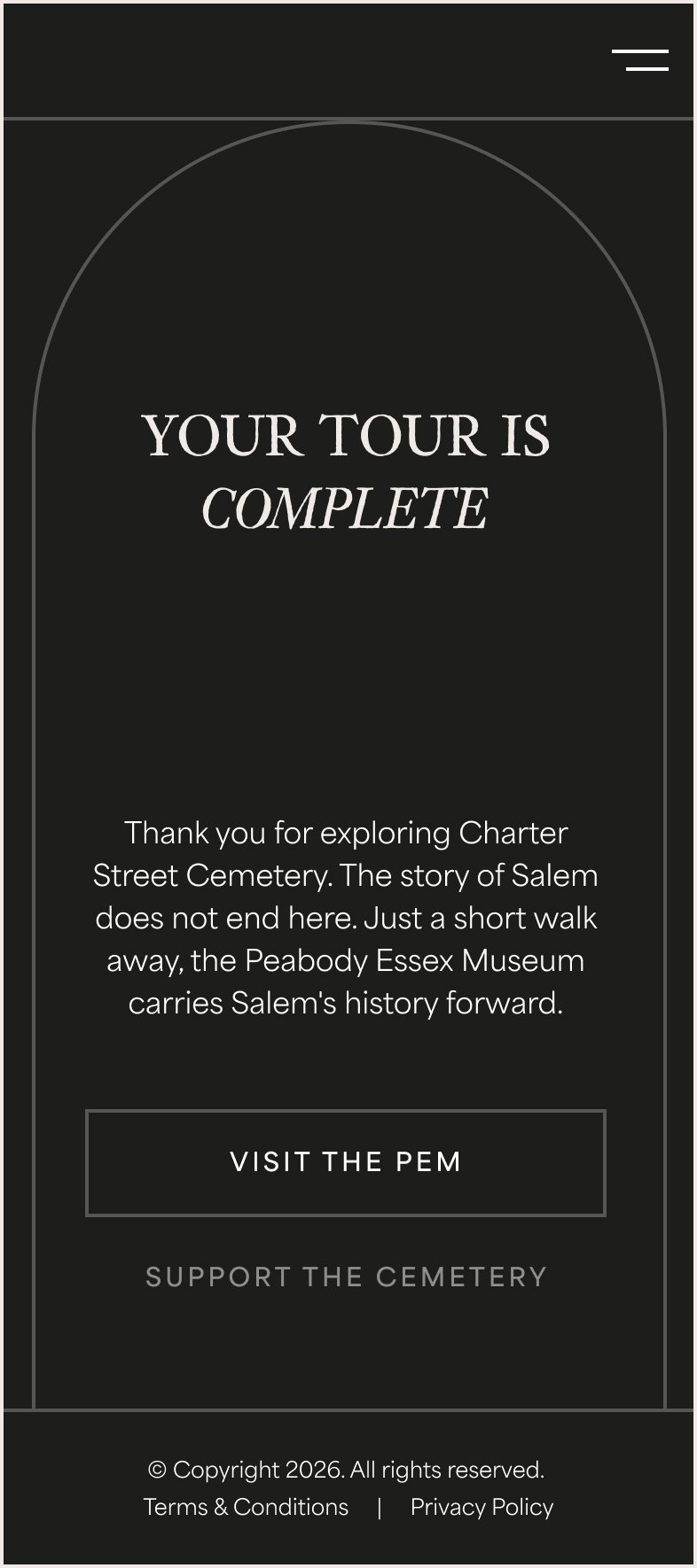 Self Guided Tour End Screen