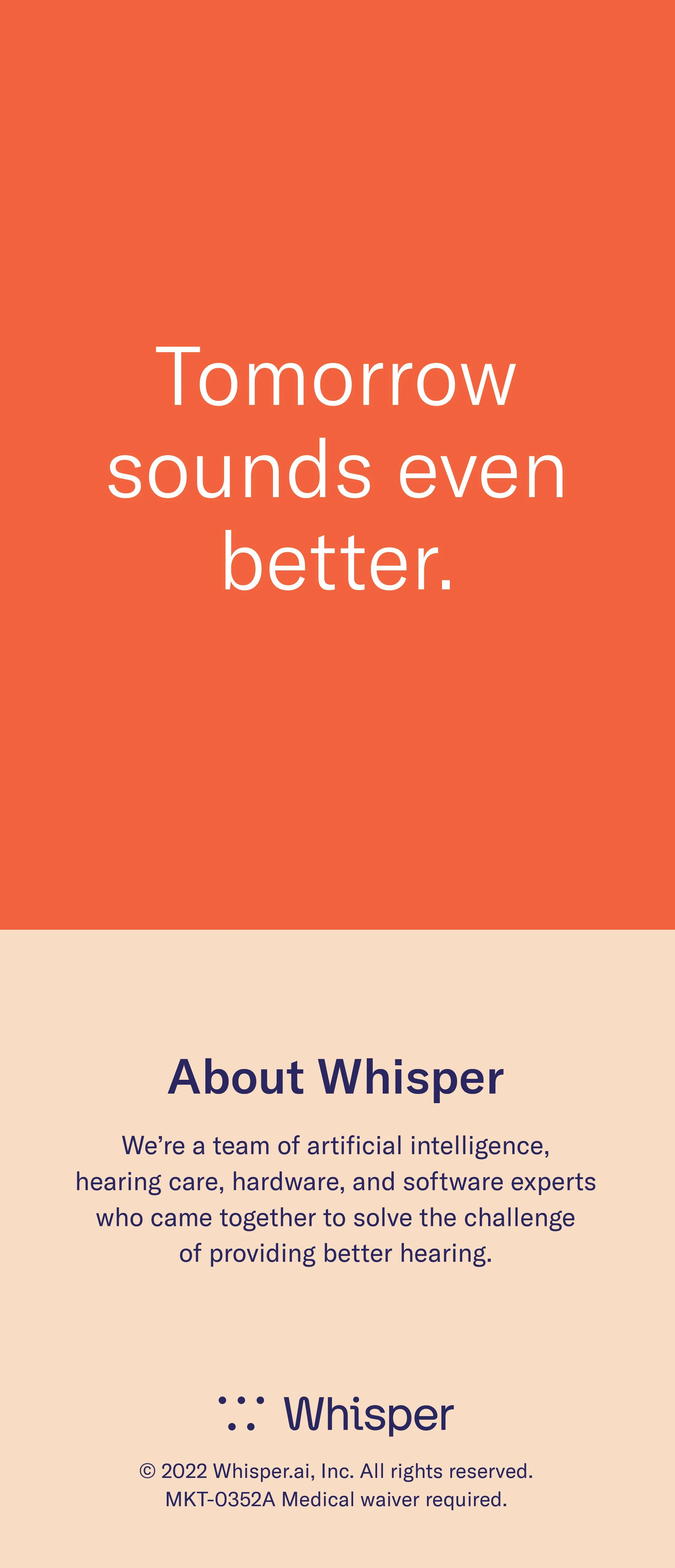 Back page of a Whisper Hearing System pricing brochure.