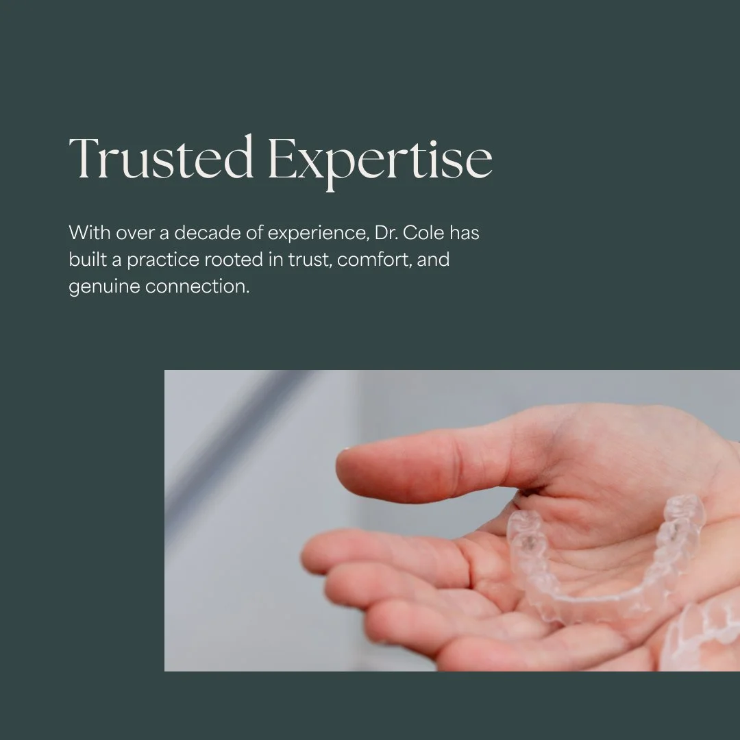 Carousel post slide discussing Dr. Cole's decades of experience focusing on trust, comfort, and connection. 