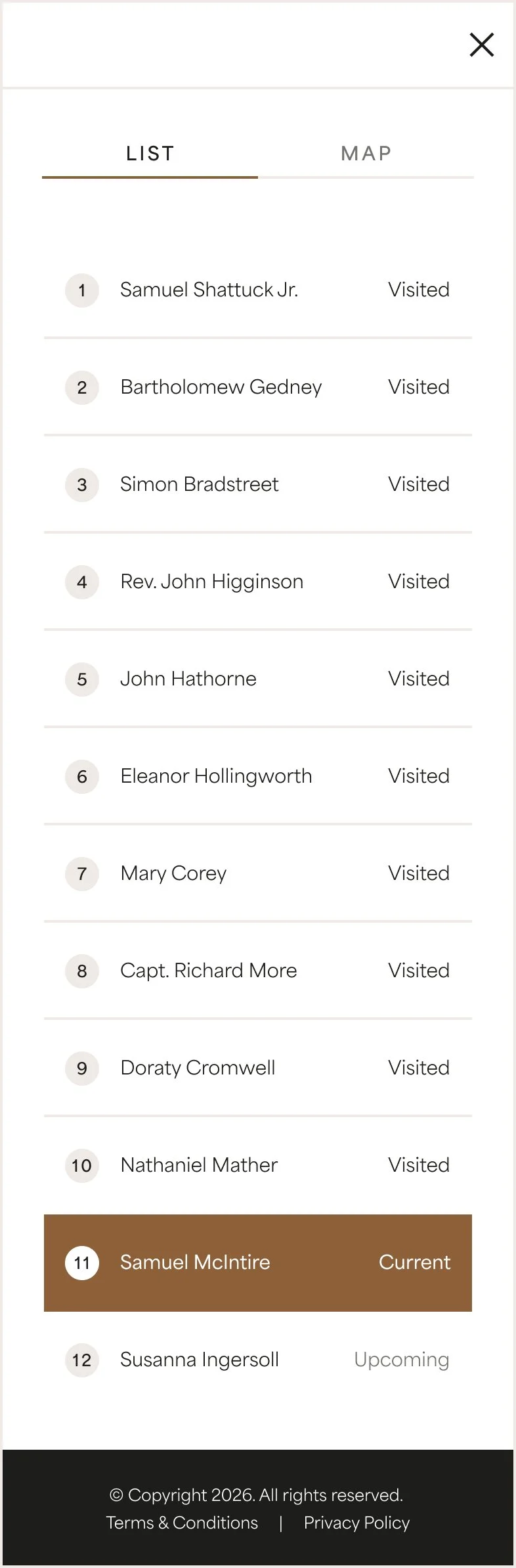 Self Guided Tour Overview Screen