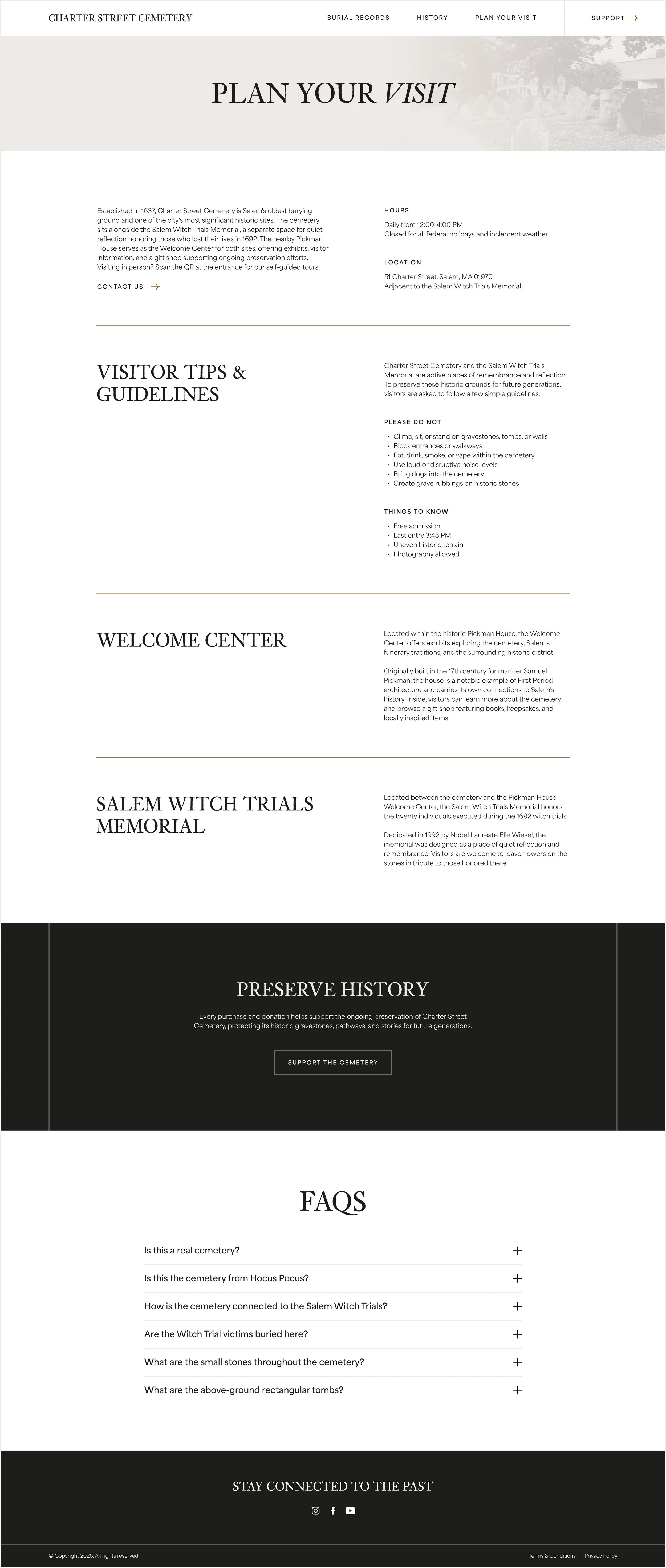 Plan Your Visit Page