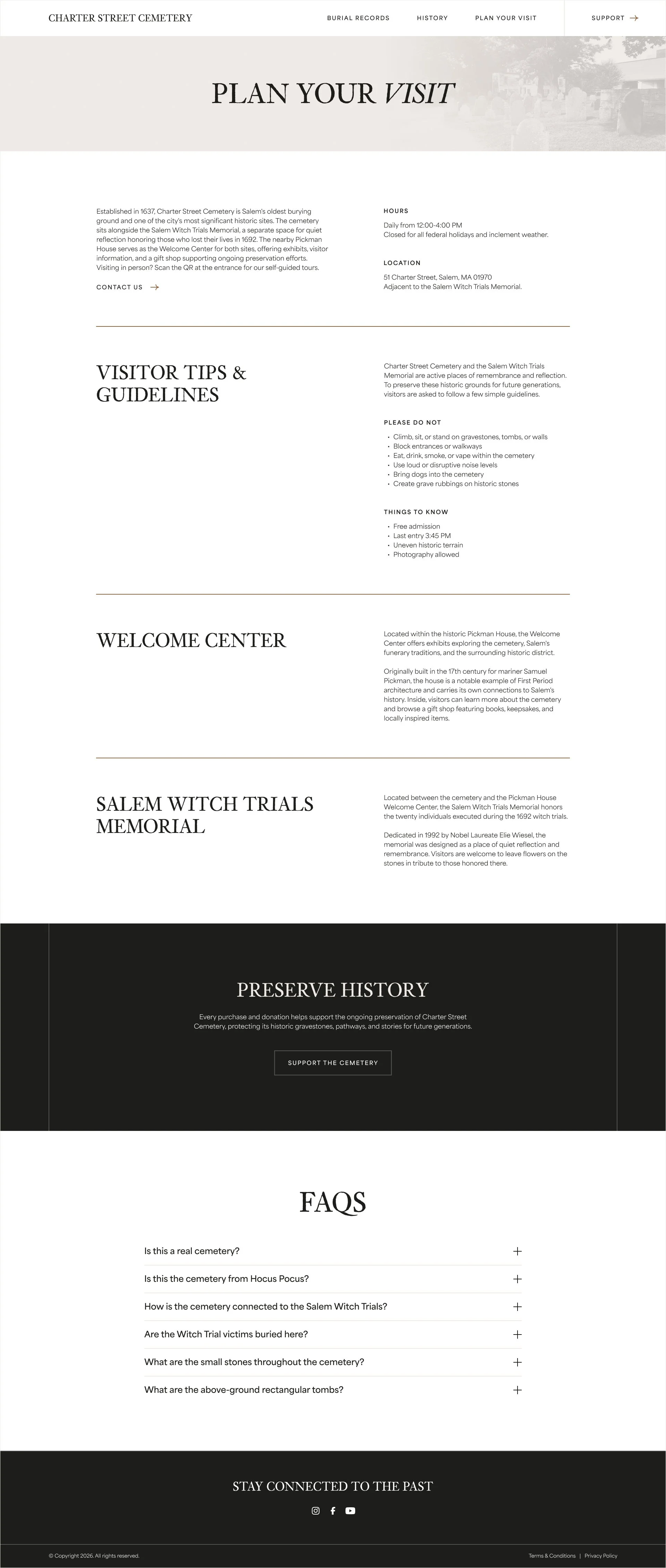 Plan Your Visit Page