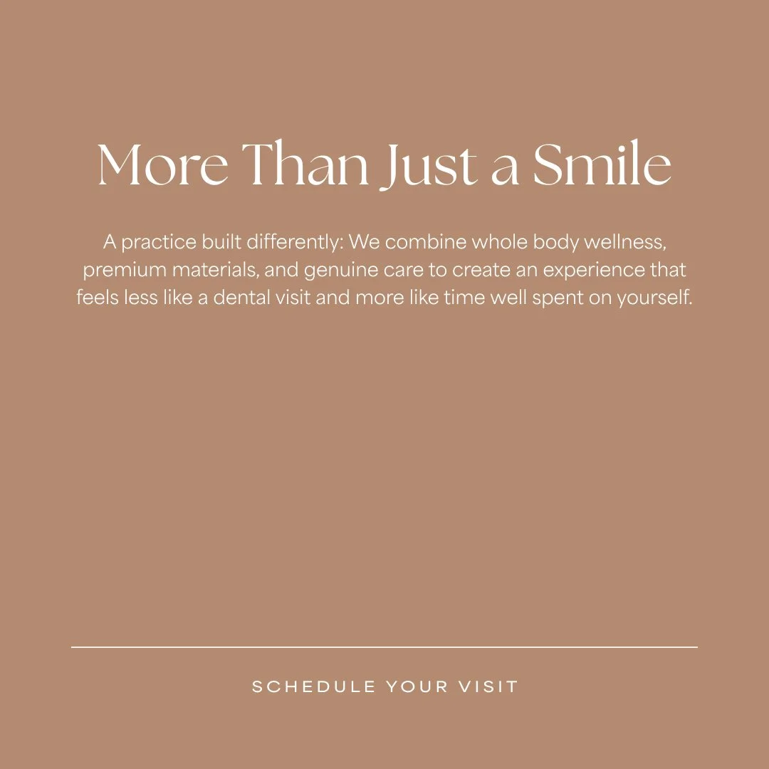 Carousel post slide discussing how this dental practice's philosophy is to focus whole body wellness. 