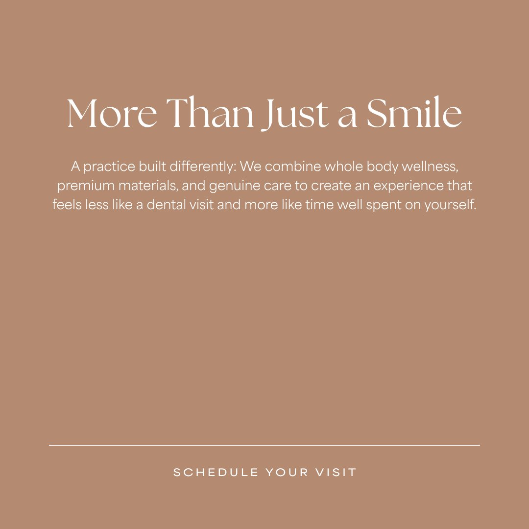 Carousel post slide discussing how this dental practice's philosophy is to focus whole body wellness. 