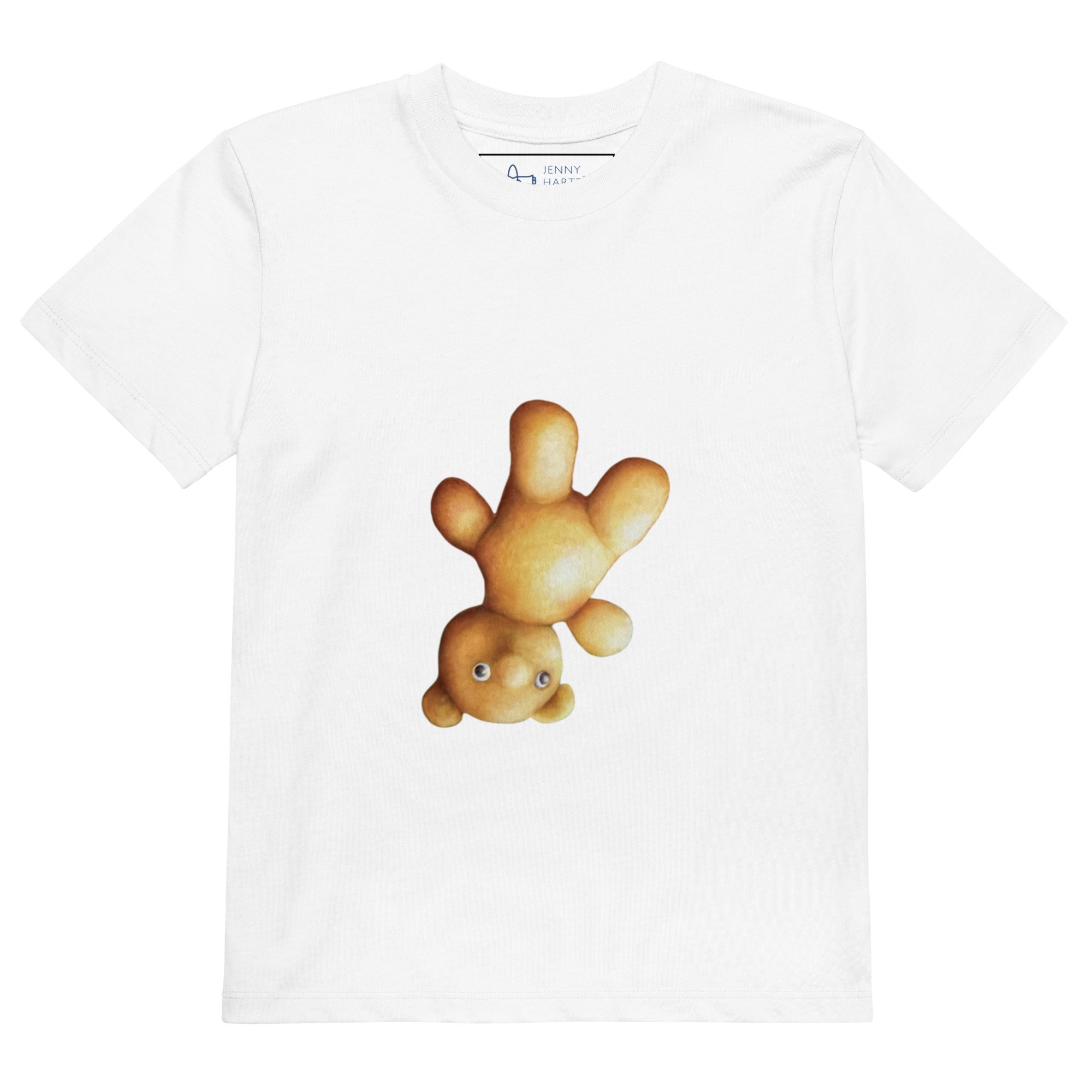 'Falling Bear' Organic Cotton Kids T-Shirt in White