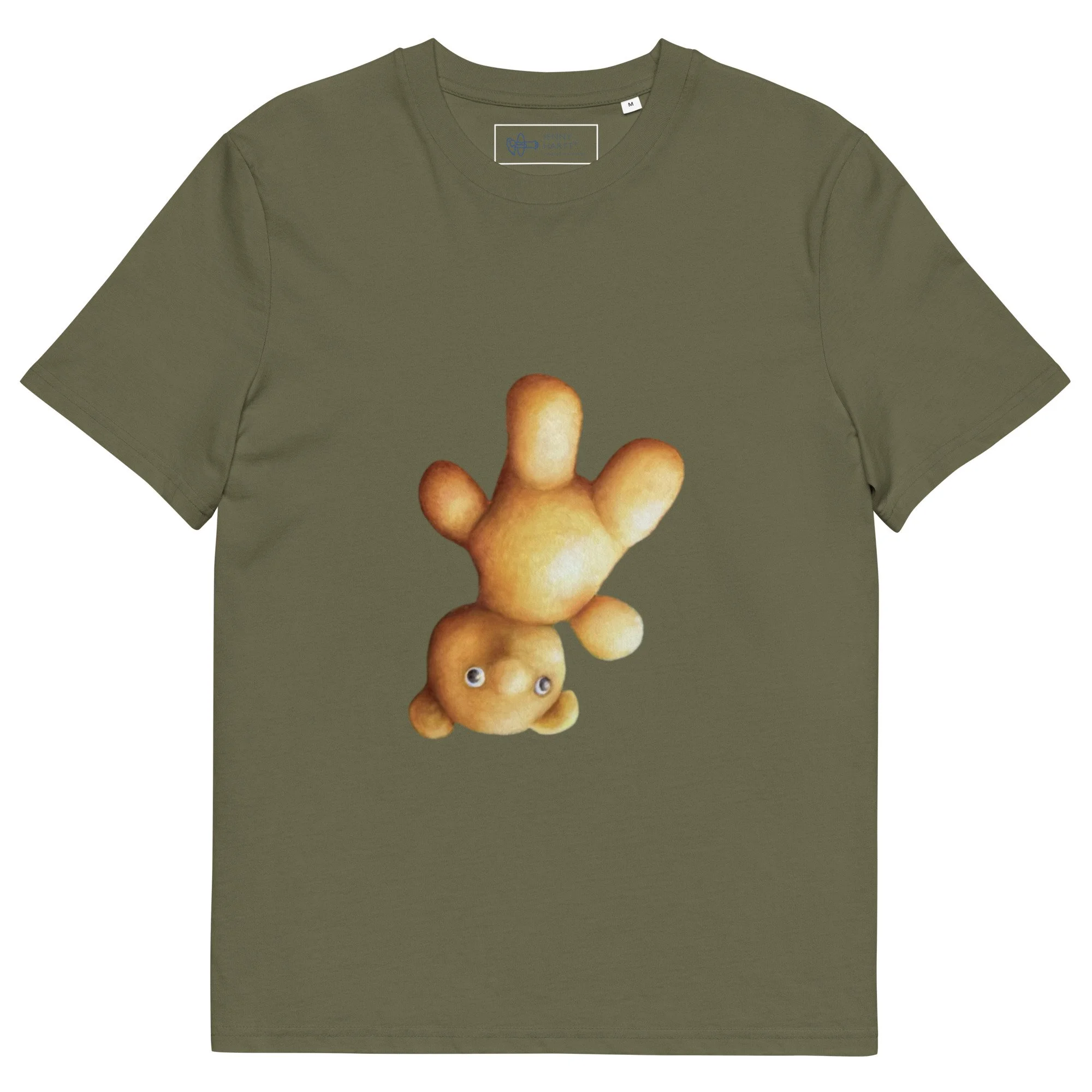 'Falling Bear' Army Green Organic Cotton T-Shirt