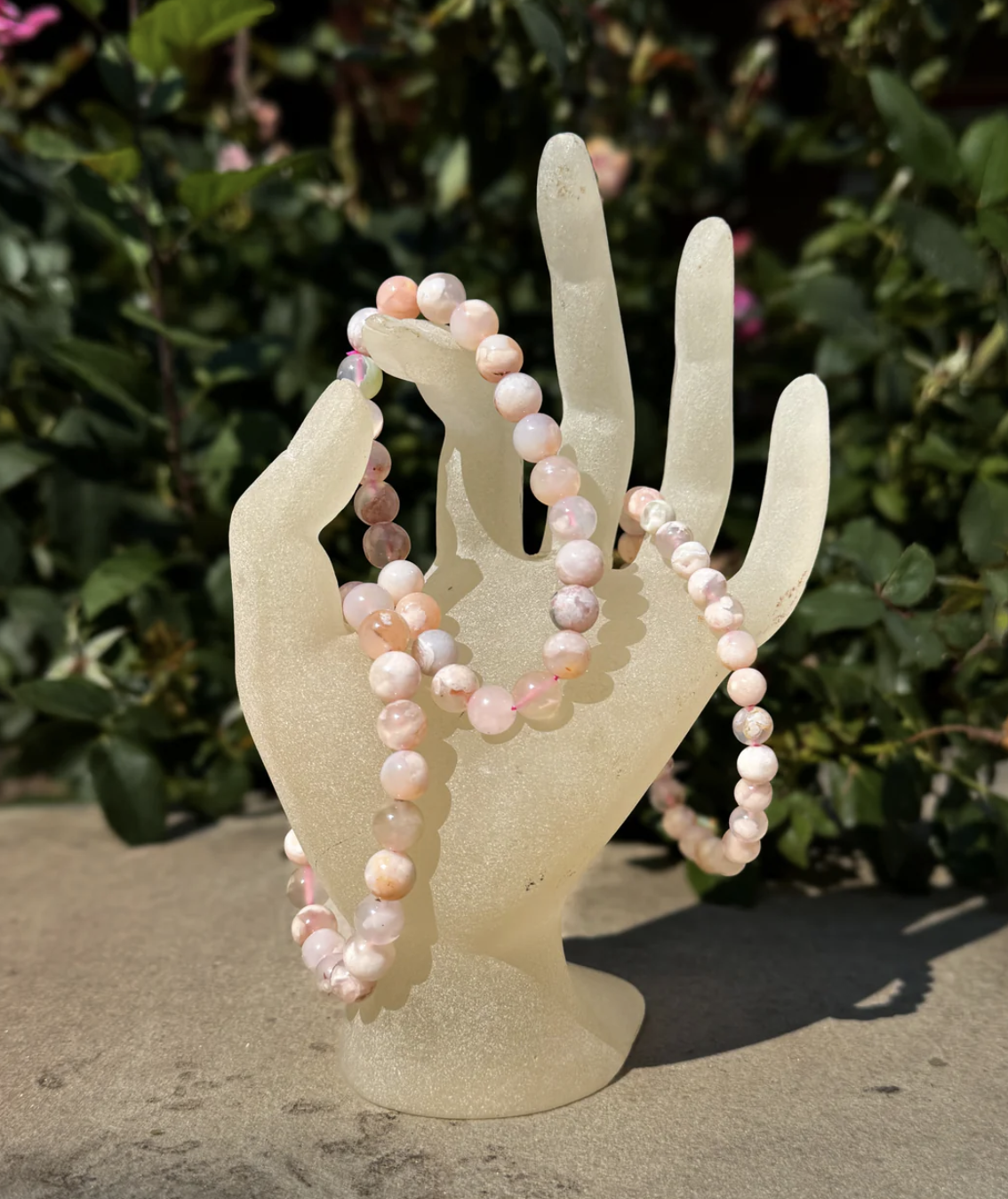 8mm Flower Agate Stretchy Bracelet