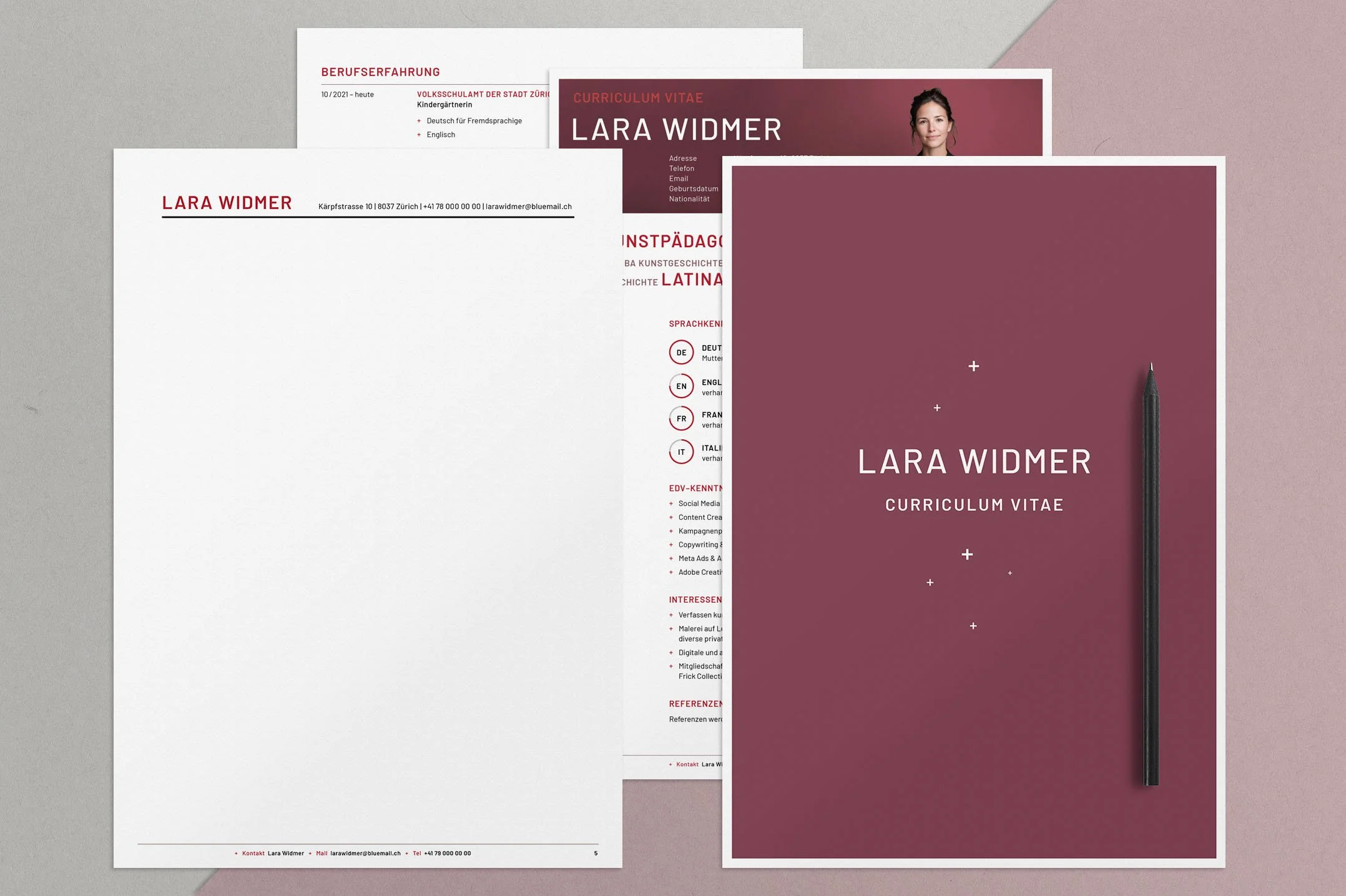  Basic CV Wine Red mit Anschreiben und Deckblatt (Zusatzleistungen) 