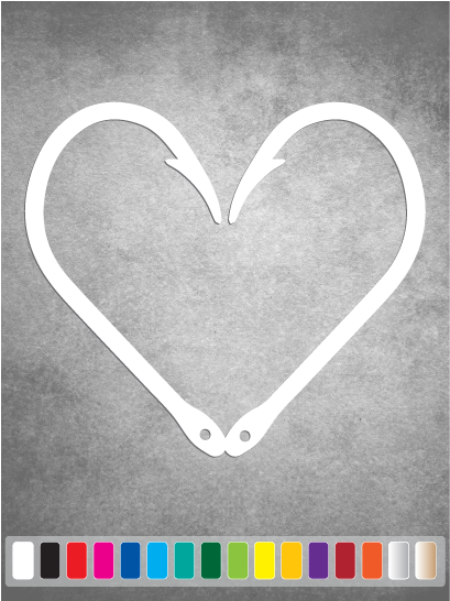 FISH HOOK HEART cut vinyl decal #1