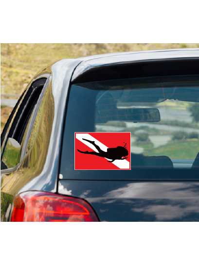 DIVE FLAG with DIVER SILHOUETTE vinyl decal #1