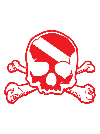 Dive Flag of a SKULL & CROSS BONES vinyl decal #1