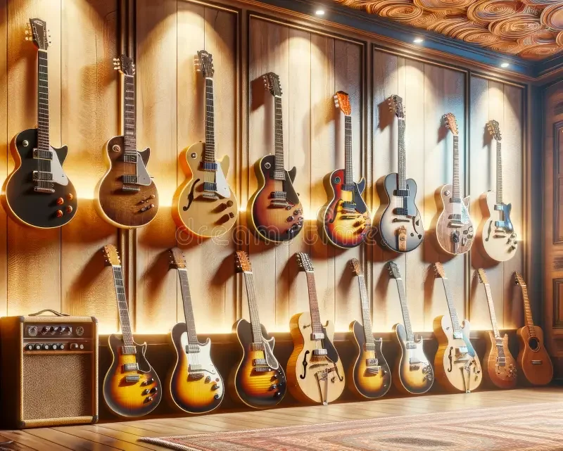 ai-generated-rendering-instrument-room-wall-display-several-electric-acoustic-guitars-music-instruments-playing-306921490.jpg.webp