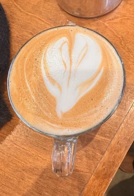 practicing espresso art.