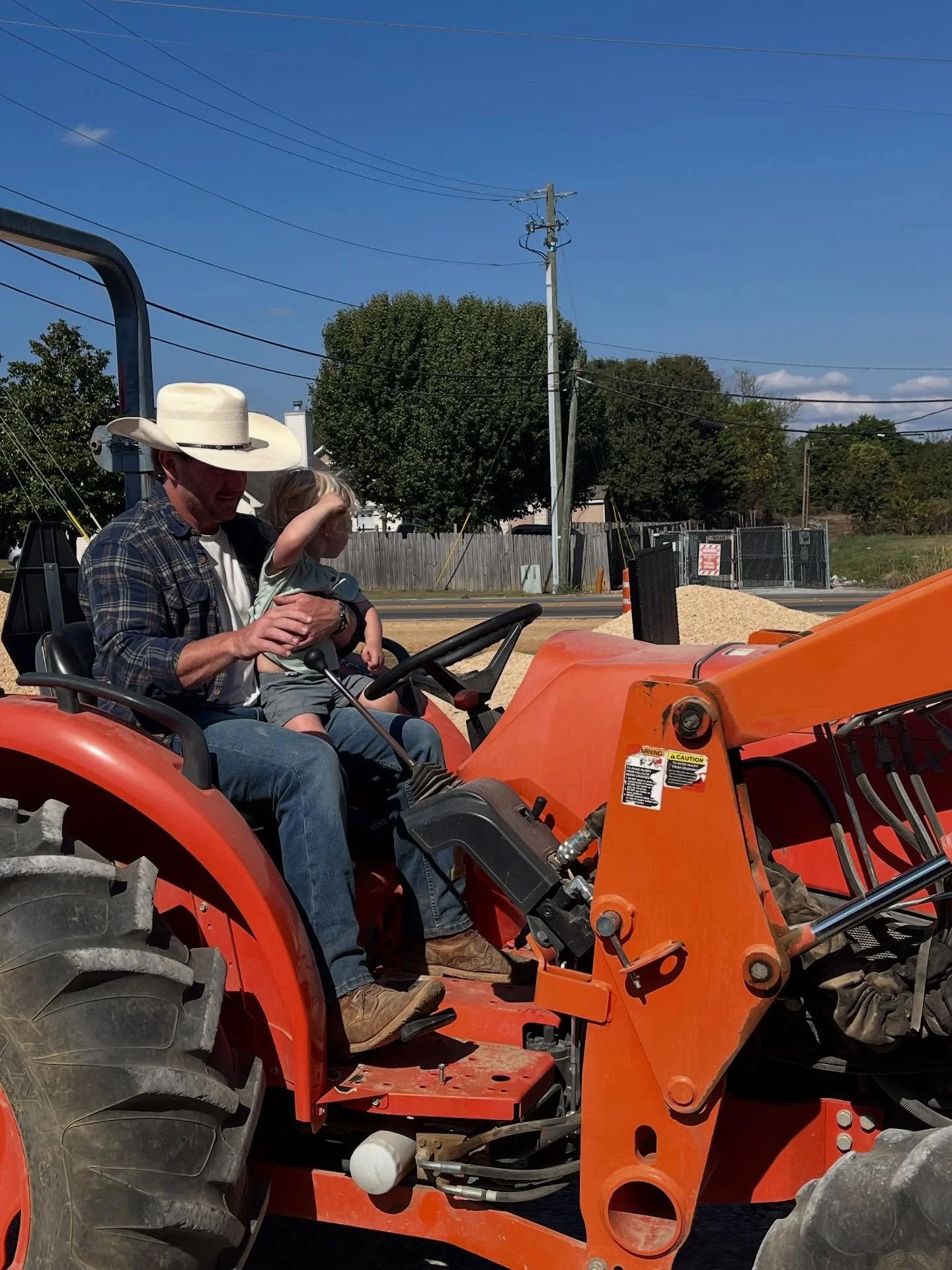 @caleralandscapesupply had a special visitor today! Little man was very excited to sit on Uncle Tucks tractor!! We hope everyone is having a great weekend!
