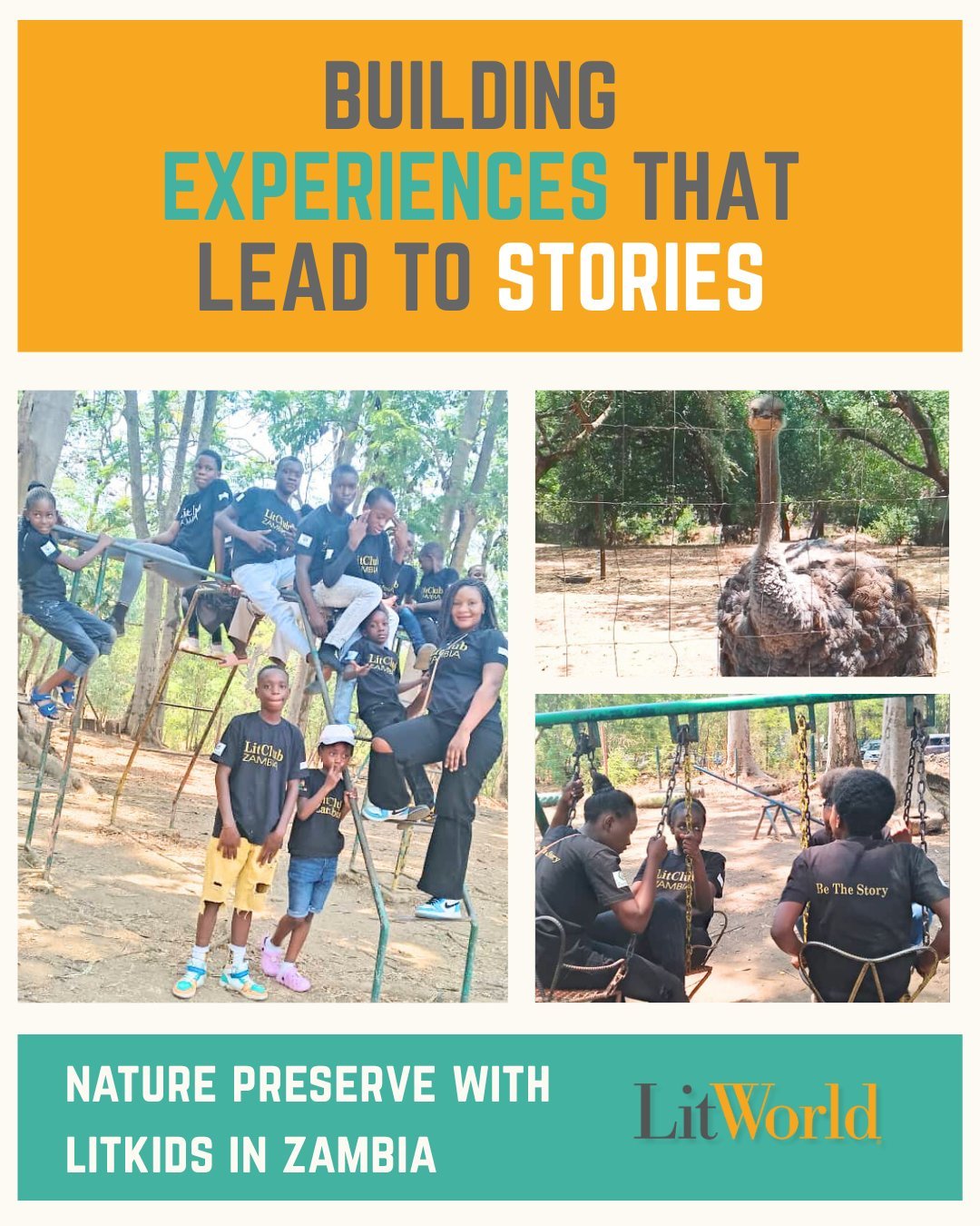 Our LitKids in Zambia spent a wonderful day at the zoo, building the kinds of experiences that lead to incredible stories and community. At LitWorld, we're on a mission to create 100 new LitClubs by 2026. Help us reach our goal by donating on our web