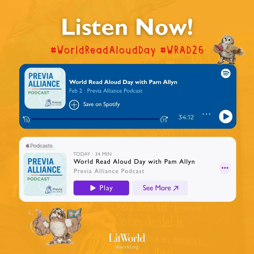 Our founding executive director Pam Allyn was the featured guest on the Previa Alliance Podcast to talk about the importance of reading aloud! Listen to the episode on Spotify or Apple Podcasts today 🎧 Celebrate World Read Aloud Day with us on Wedne
