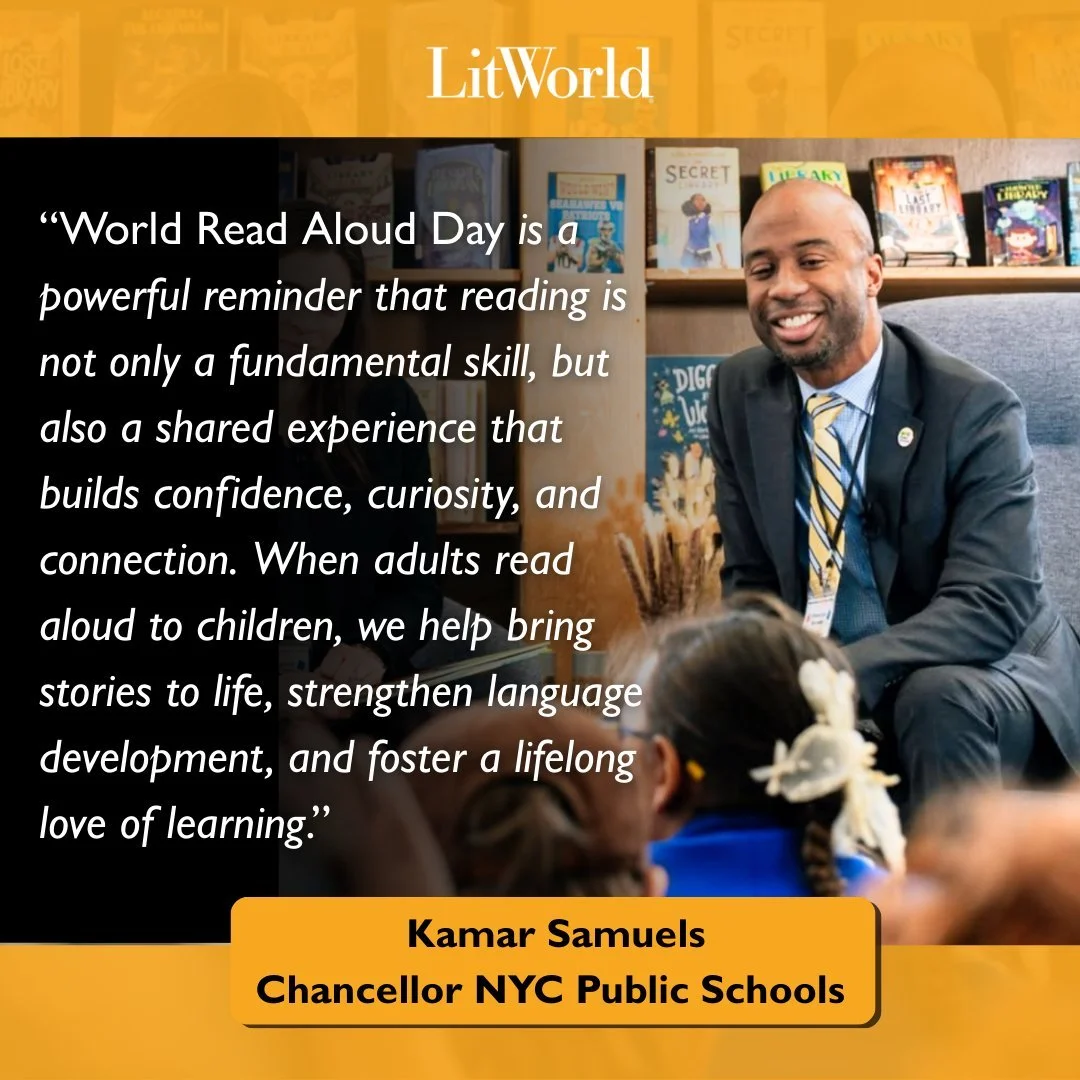 "When adults read aloud to children, we help bring stories to life, strengthen language development, and foster a lifelong love of learning.&rdquo; When NYC Public Schools Chancellor Kamar Samuels speaks about reading aloud, we listen! Thank you