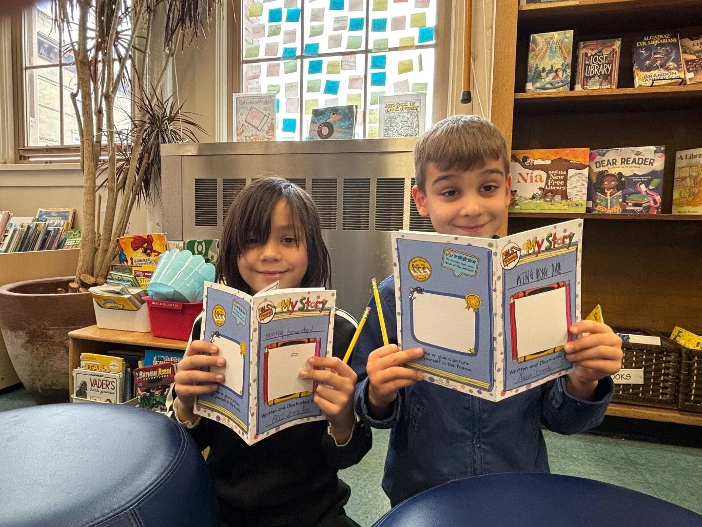 It's been one week since our favorite day of the year, World Read Aloud Day! As we relive the day, we're looking back on this book-making workshop led by our very own Paige, where she guided students to write their own books featuring their own stori