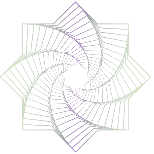 Abstract geometric design with overlapping diamond shapes and intricate pattern lines in pastel colors.