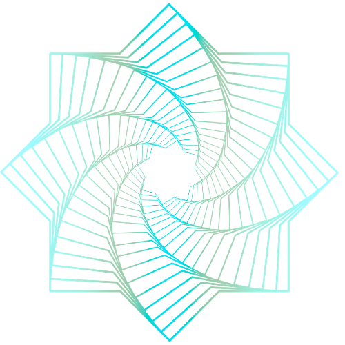 Abstract geometric design with overlapping diamond shapes and intricate pattern lines in pastel colors.