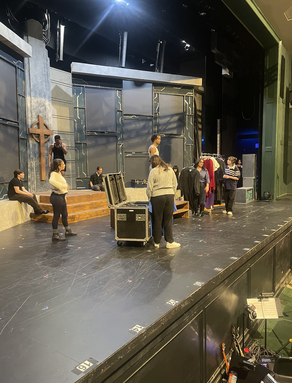 Technical rehearsal of "Save the People"