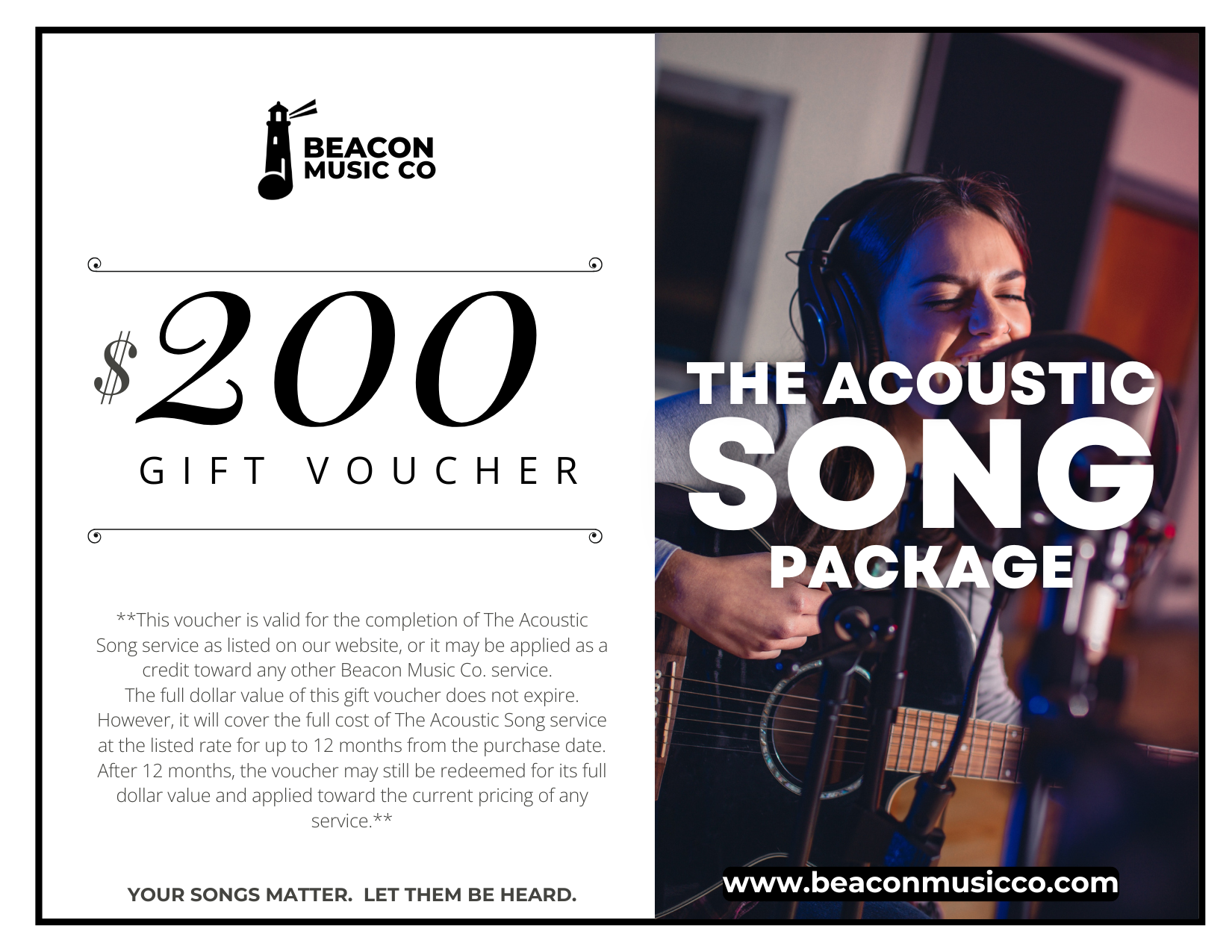The Acoustic Song Package Gift Voucher