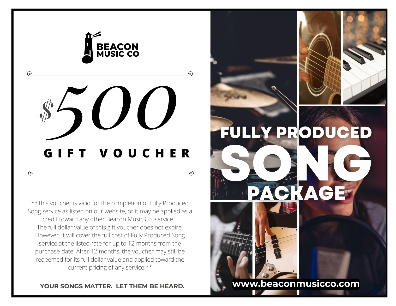 Fully Produced Song Package Gift Voucher