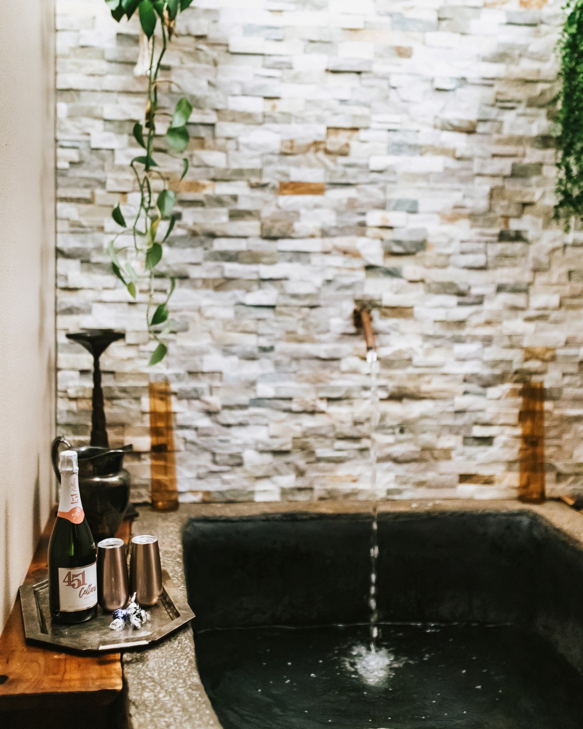 Preparing the tub for our private tub soak.