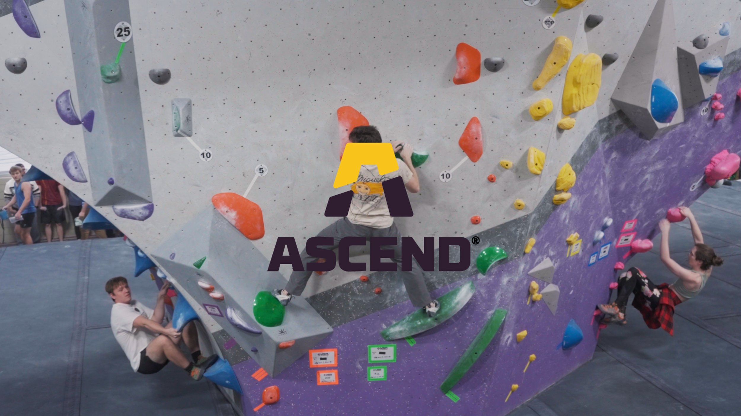 Pittsburgh rock climbers, climbing on wall in Ascend climbing gym