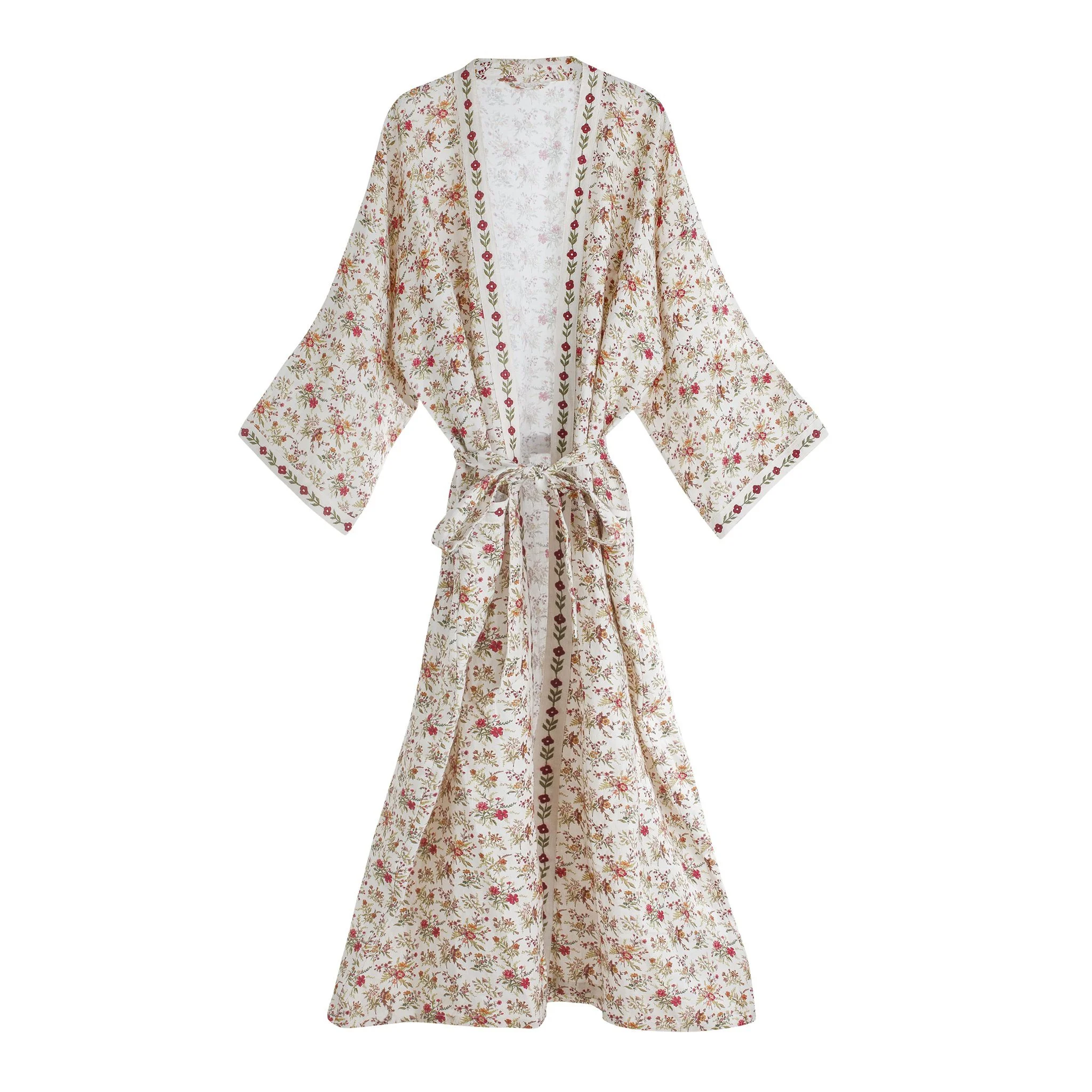 Prairie floral dressing gown, cream