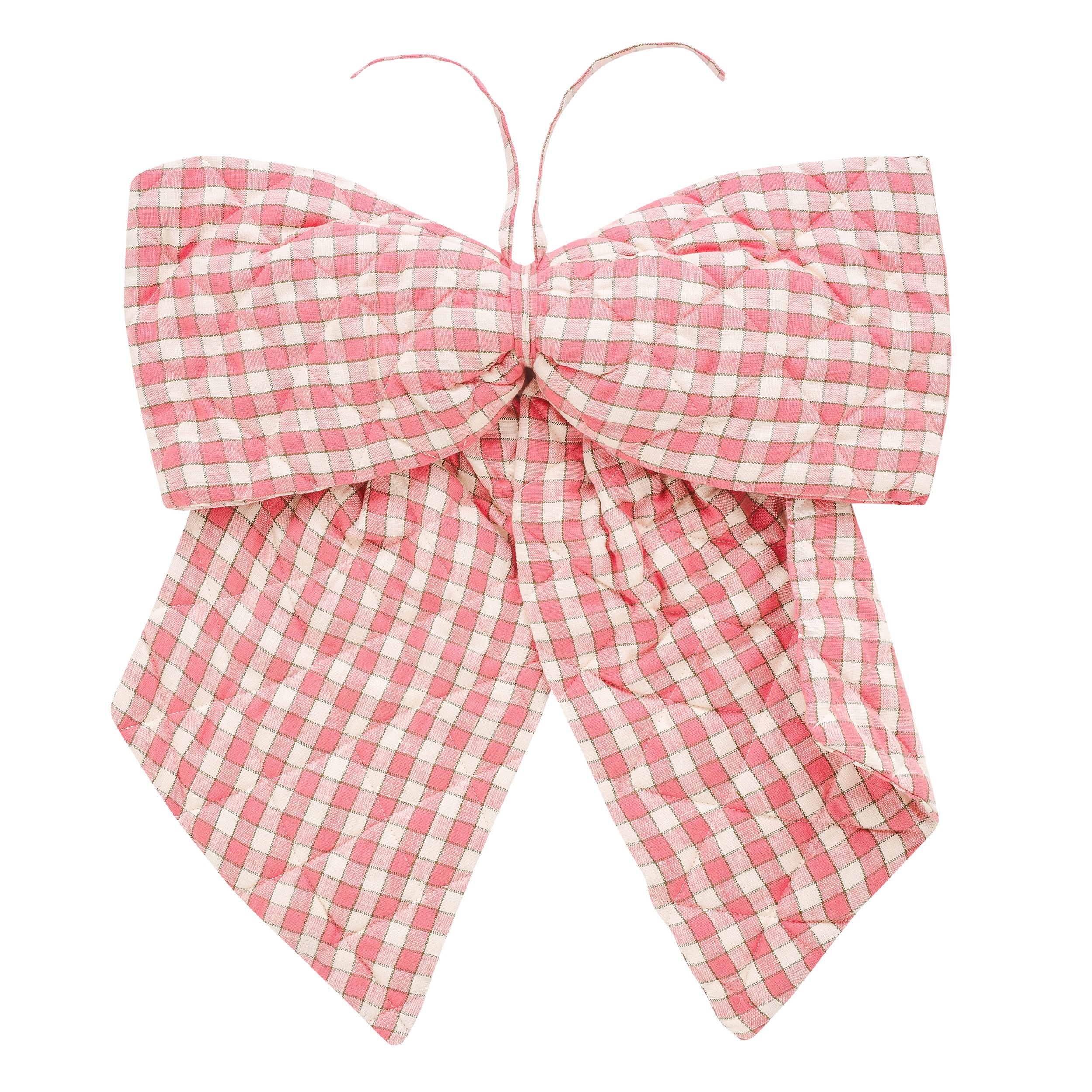 Gingham quilted bow, peony