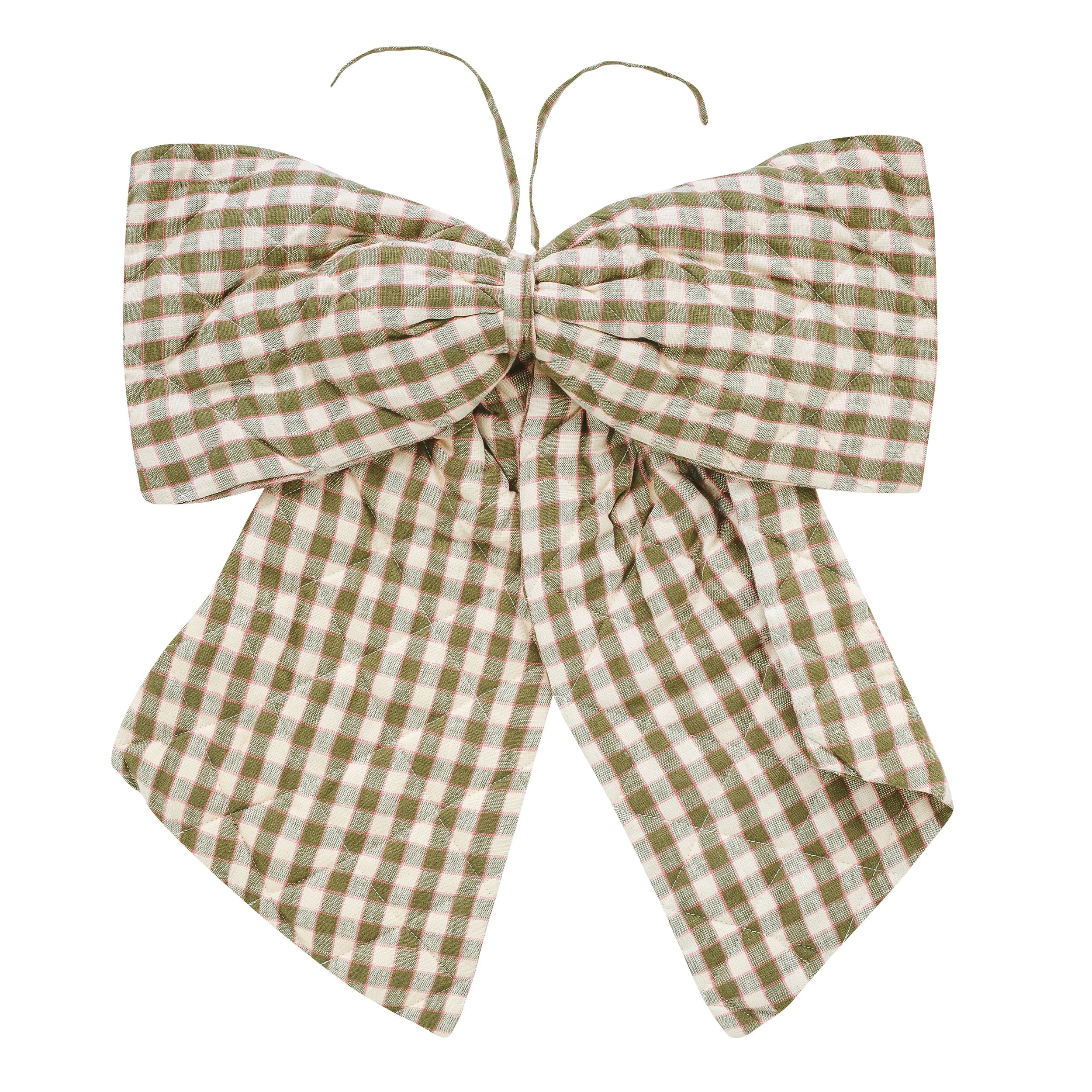 Gingham quilted bow, olive