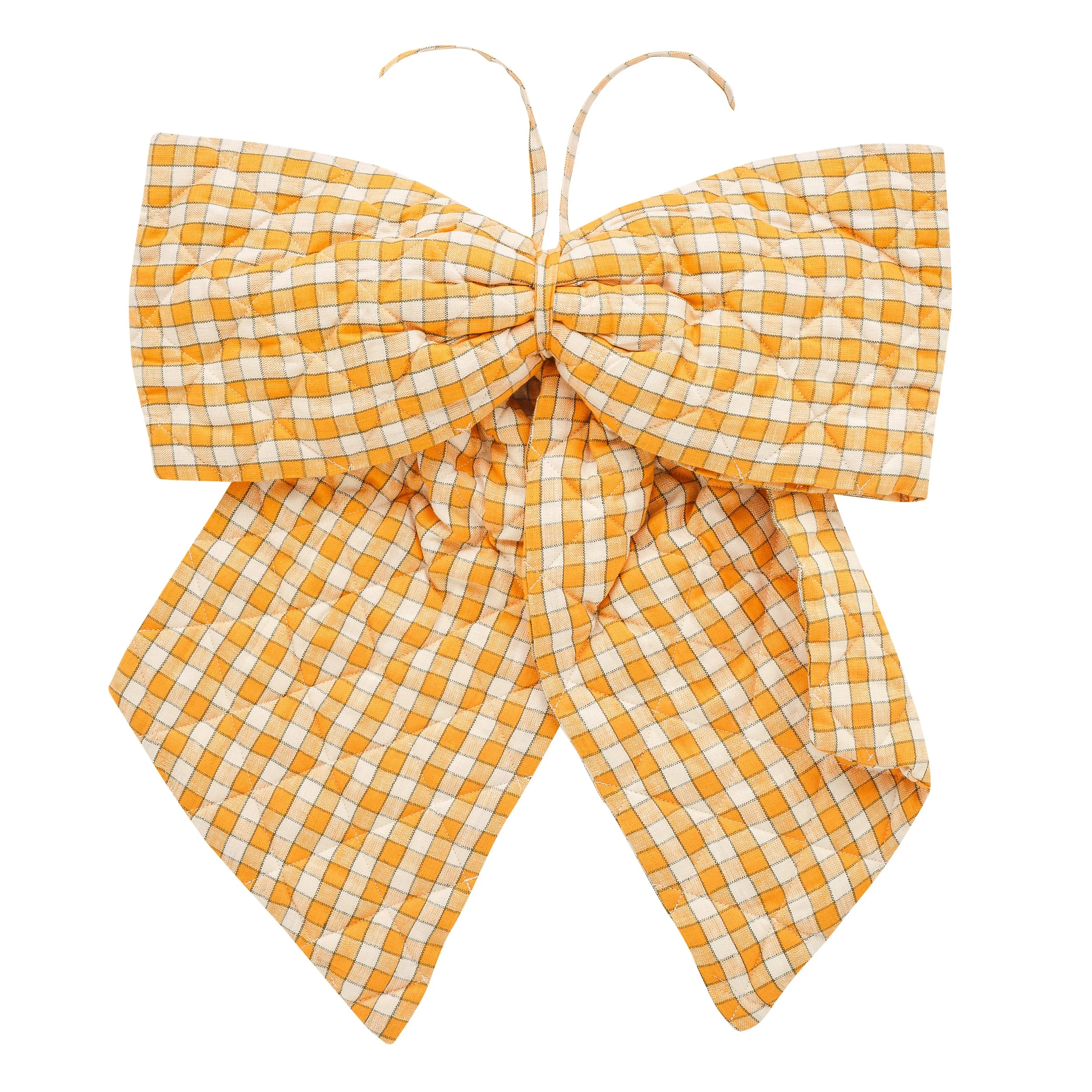 Gingham quilted bow, apricot