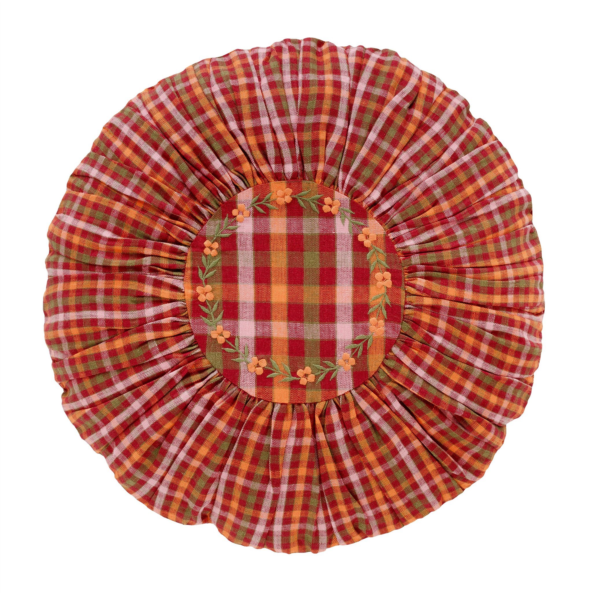 Luumu embroidered round cushion