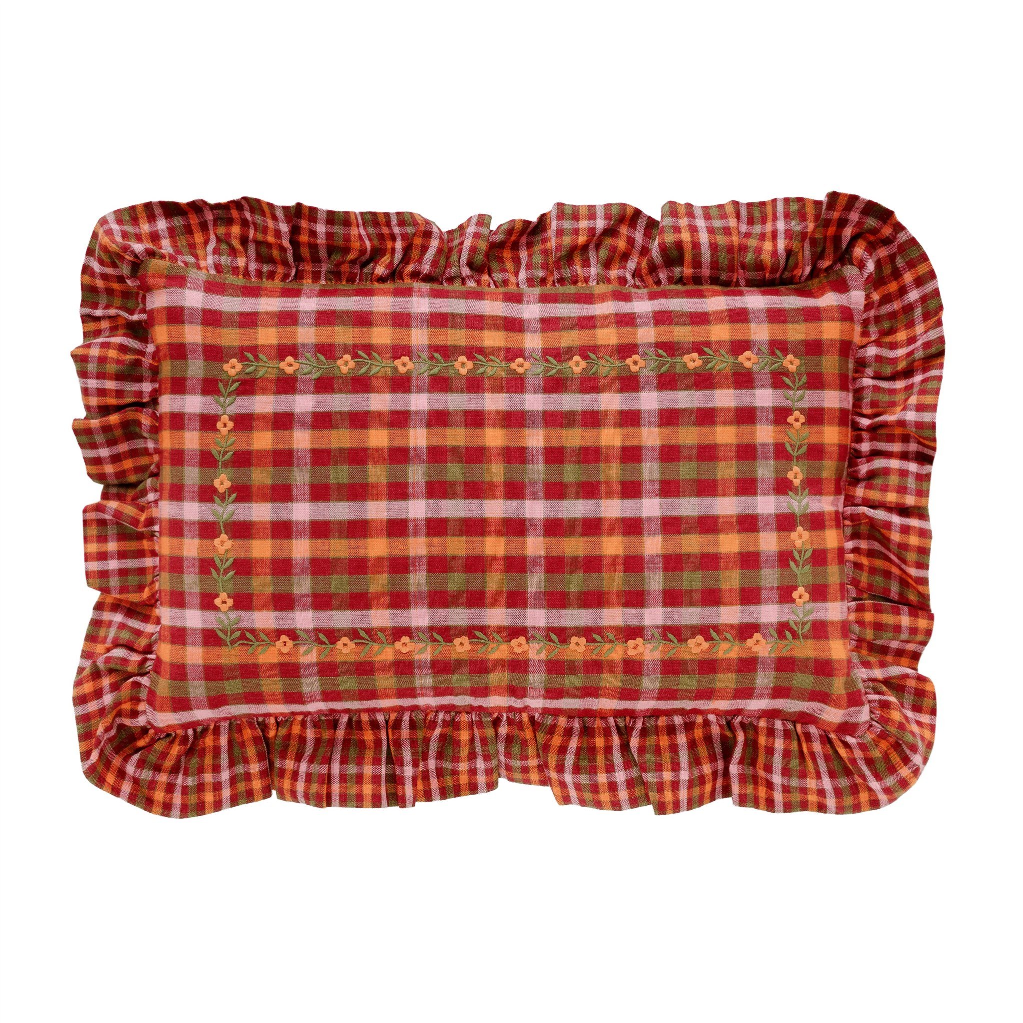 Luumu embroidered frill cushion