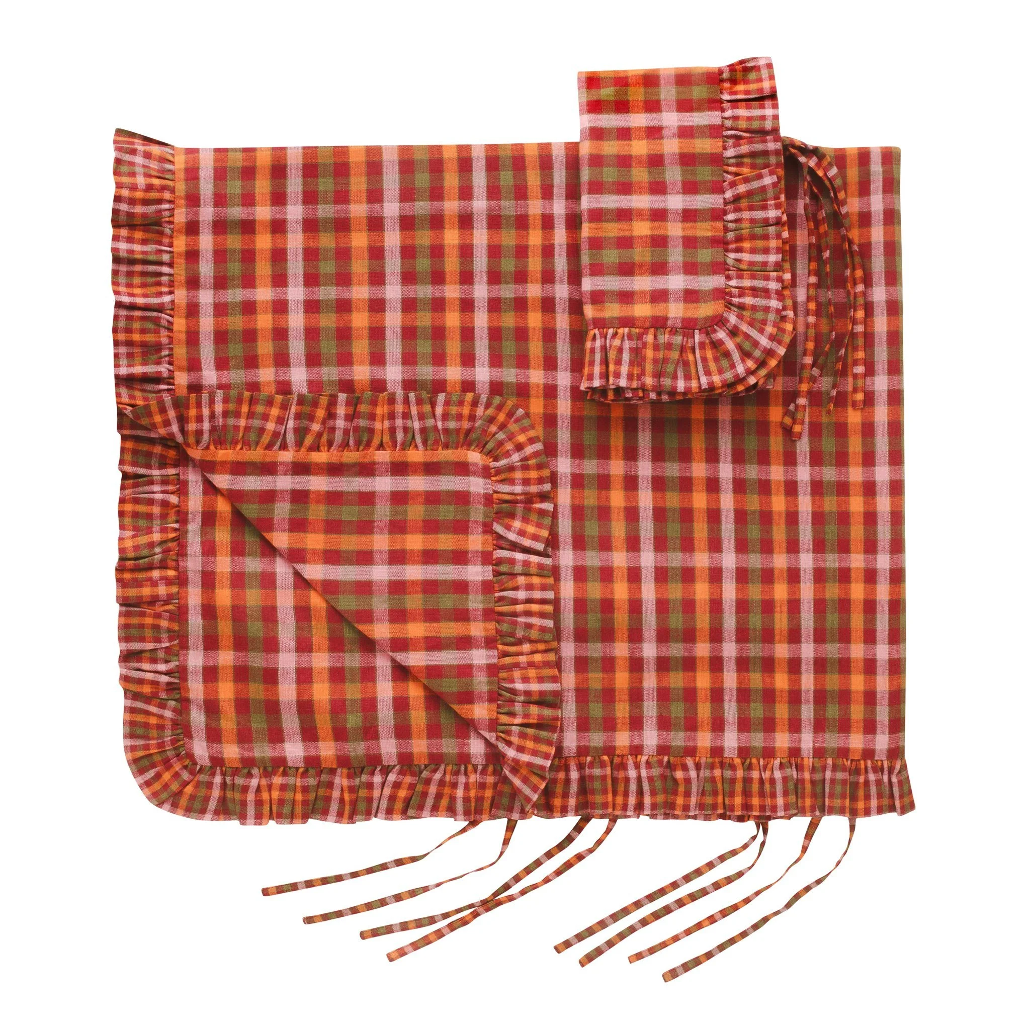 Luumu check linen bedding set in a bag