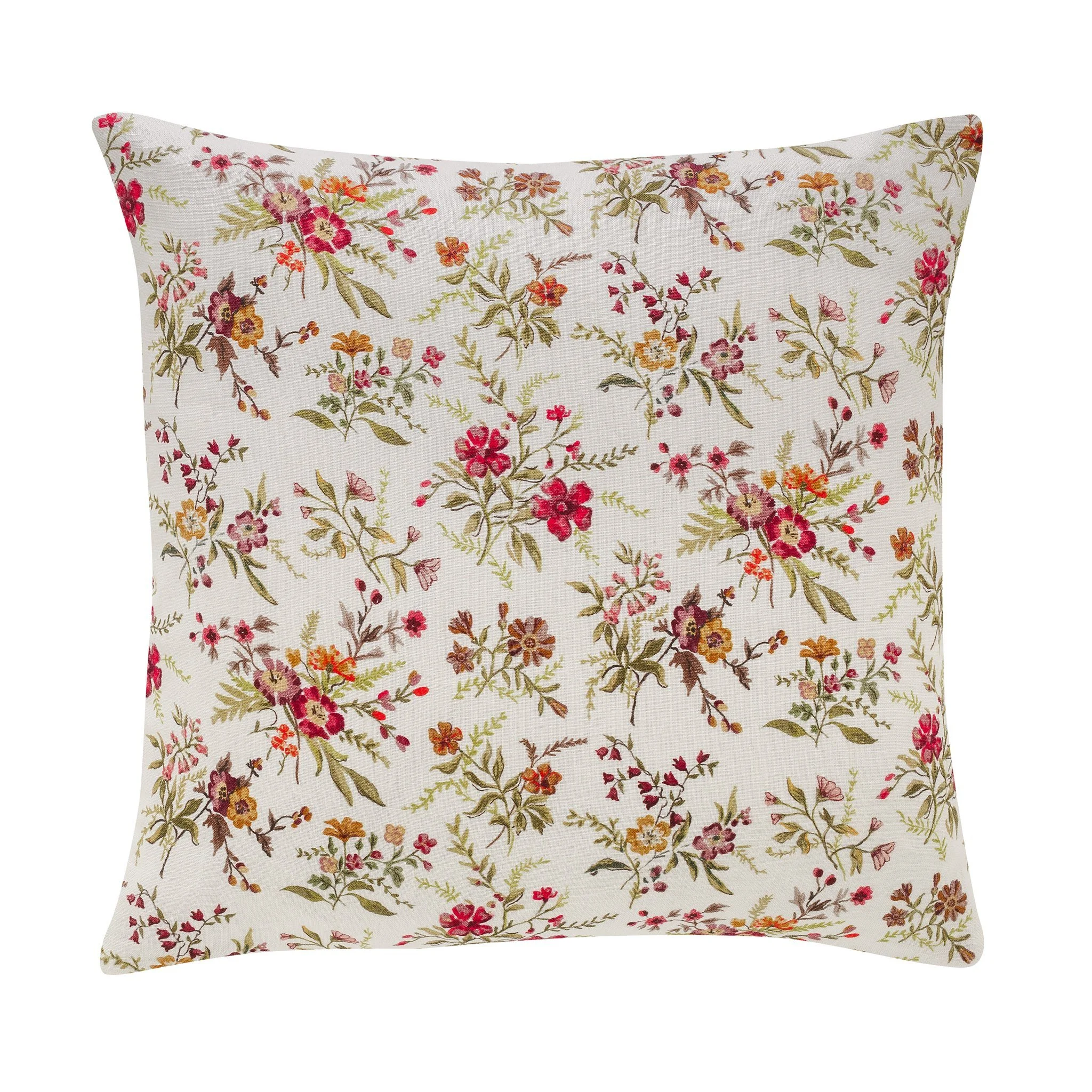 Prairie floral velvet backed cushion, cream