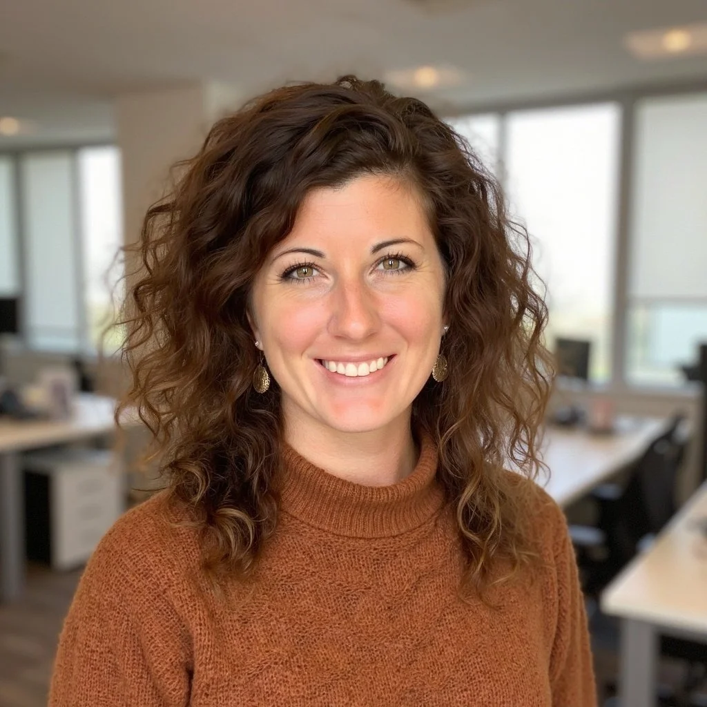 Headshot of Molly Gillespie in burnt orange sweater