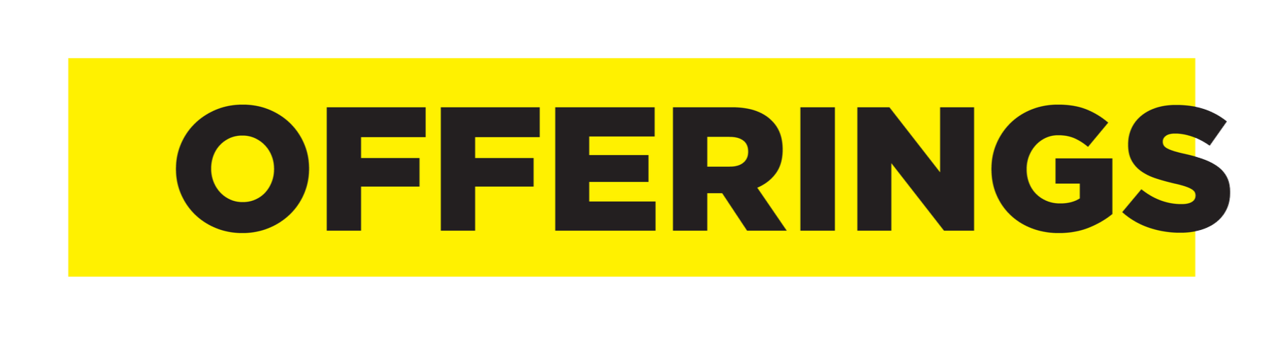 Yellow sign with large black text reading 'OFFERS'.