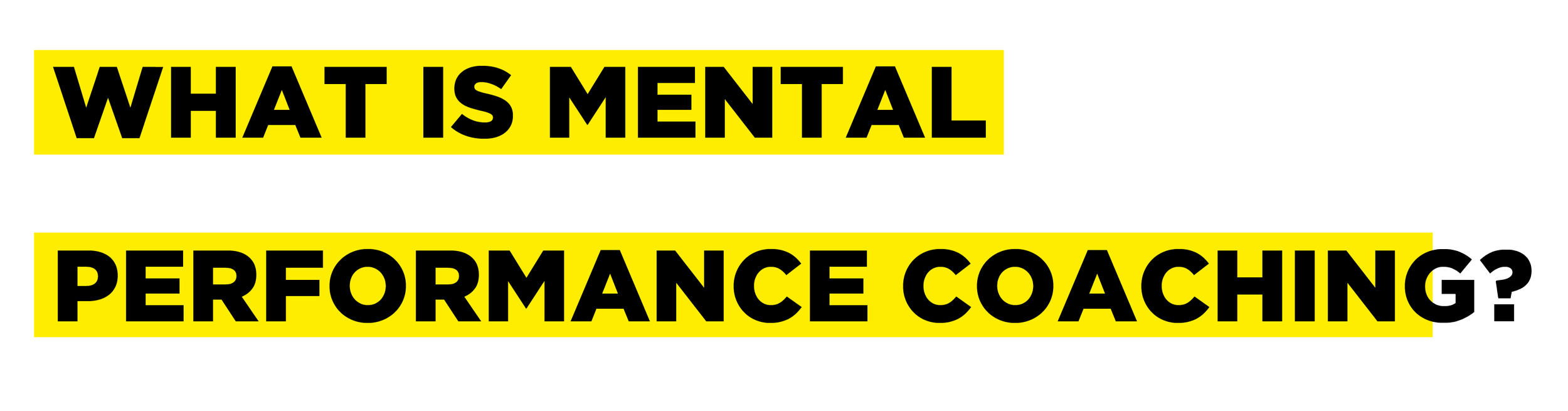 Text on a black background with yellow highlight: 'What is mental performance coaching?'