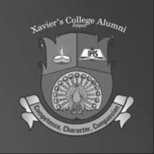 Xavier's College Alumni emblem featuring a mustache, a book with IHS, and a feather, with the motto 'Conference. Character. Compassion.'
