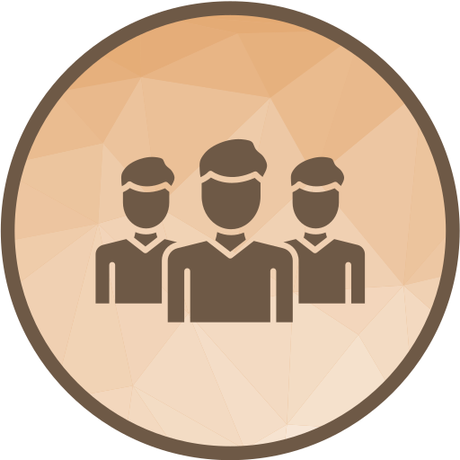 Icon of three people, with a larger person in the front and two smaller people behind, representing a group or team.