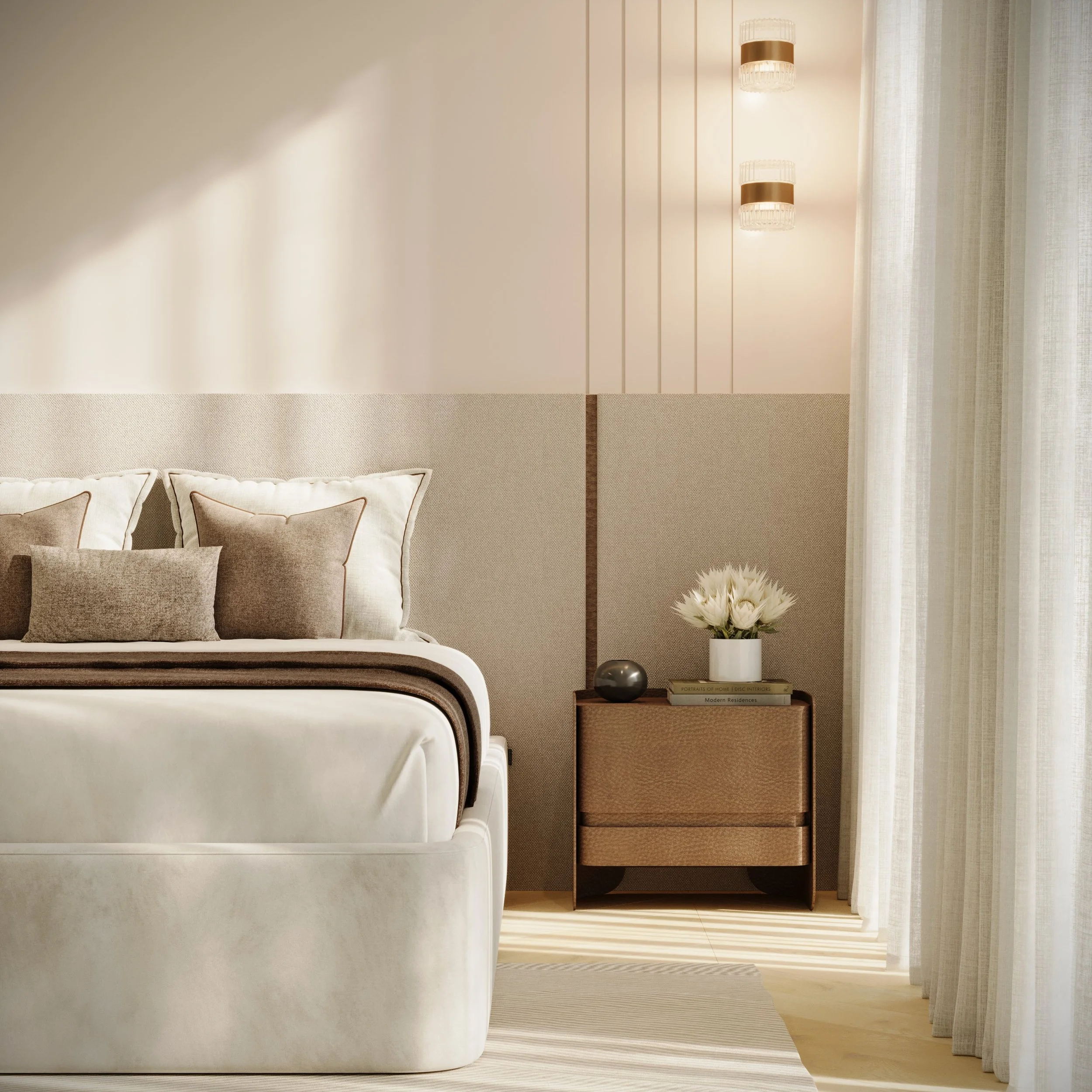 Kitchen moodboard featuring layout plan, marble accents, neutral cabinetry, modern lighting, bronze hardware, and tapware for a sleek, elegant design.