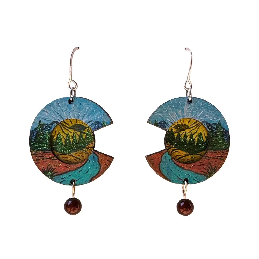 Sparkling River & Pines Earrings
